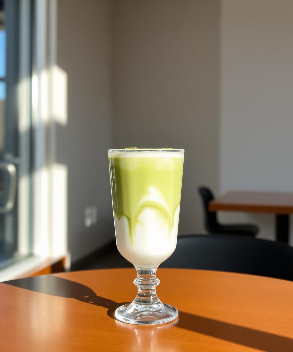 Iced matcha latte prepared in a Toronto café